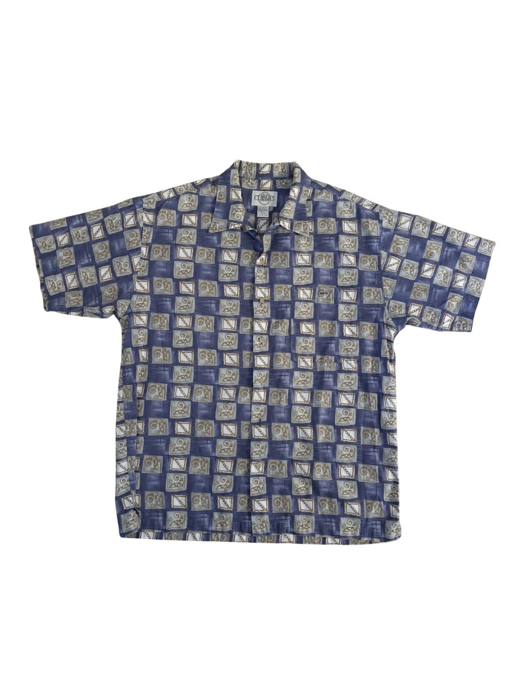 1990’s R&R Classic Ocean Current Blue Patterned Short Sleeve Shirt